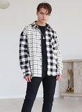 KND(ケイエンド) IVORY MIXED CHECK OVERSIZE PLAID SHIRTS