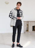 KND(ケイエンド) IVORY MIXED CHECK OVERSIZE PLAID SHIRTS