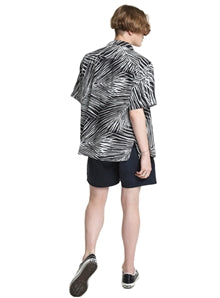 KND(ケイエンド) BLACK LEAVES OPEN COLLAR SHIRT