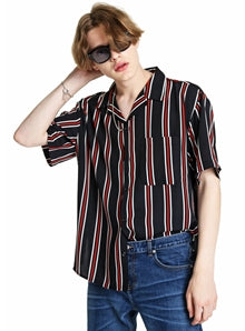 KND(ケイエンド) BK STRIPES OPEN COLLAR SHIRT