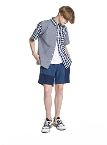 KND(ケイエンド) MIXED CHECK COTTON 1/2 SHIRT