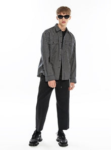 KND(ケイエンド) LOOSE FIT CROSS CHECK SHIRT-K NV