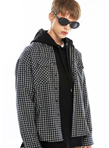 KND(ケイエンド) LOOSE FIT CROSS CHECK SHIRT-K NV