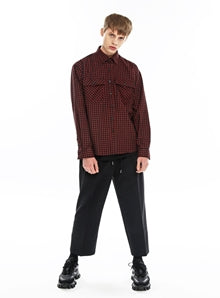 KND(ケイエンド) LOOSE FIT CROSS CHECK SHIRT-K BK
