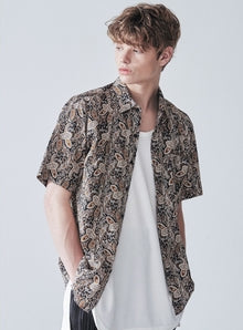 KND(ケイエンド) COMPLEX BLACK PAISLEY HALF SHIRT