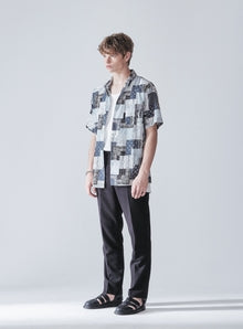 KND(ケイエンド) PATCHWORK BLACK PAISLEY HALF SHIRT