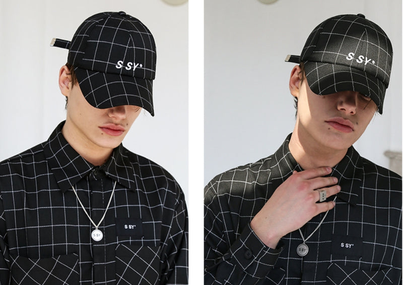 SSY(エスエスワイ)  SQUARE CHECK CAP BLACK