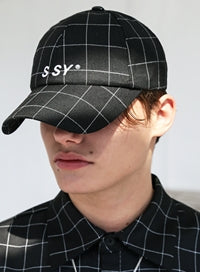 SSY(エスエスワイ)  SQUARE CHECK CAP BLACK