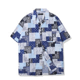 KND(ケイエンド) PATCHWORK BLUE PAISLEY HALF SHIRT