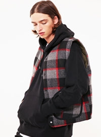 KND(ケイエンド) BLOCK WOOL CHECK REVERSIBLE VEST