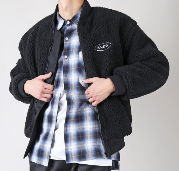 KND(ケイエンド) BOA FUR LOOSE FIT MA-1 JACKET BLACK