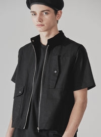 KND(ケイエンド) UTILITY POCKET MID NECK VEST BK