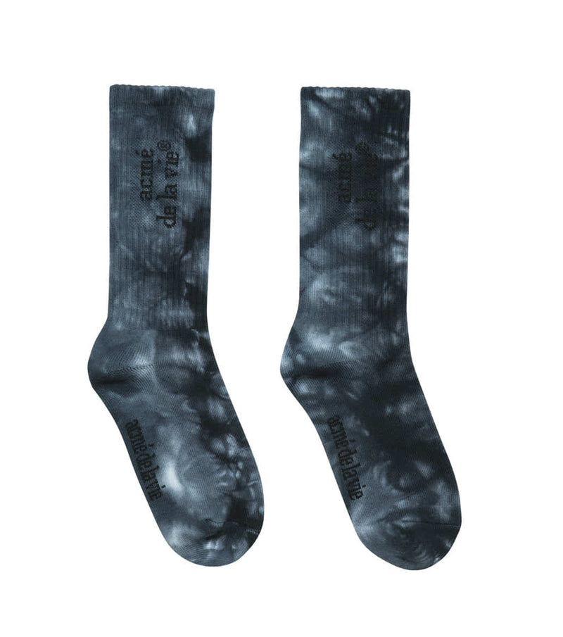 アクメドラビ(acme' de la vie)  TIE-DYE SPORT SOCKS BLACK