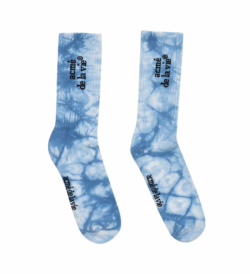 アクメドラビ(acme' de la vie)  TIE-DYE SPORT SOCKS BLUE