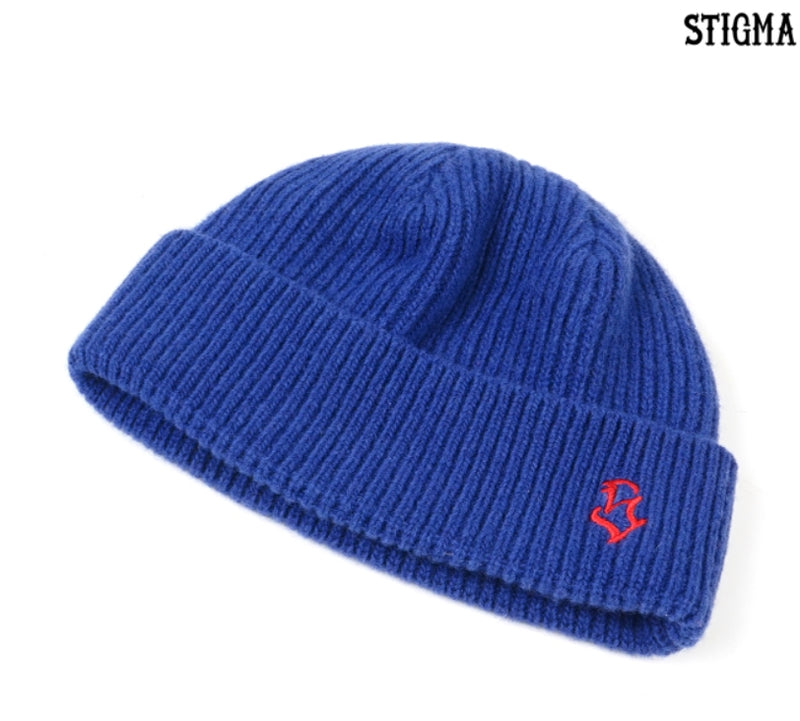 STIGMA(スティグマ)  S - LOGO WOOL SHORT BEANIE BLUE