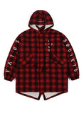 STIGMA(スティグマ)  WORLD OVERSIZED WOOL CHECK VELBOA COAT RED