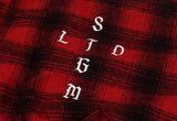 STIGMA(スティグマ)  WORLD OVERSIZED WOOL CHECK VELBOA COAT RED