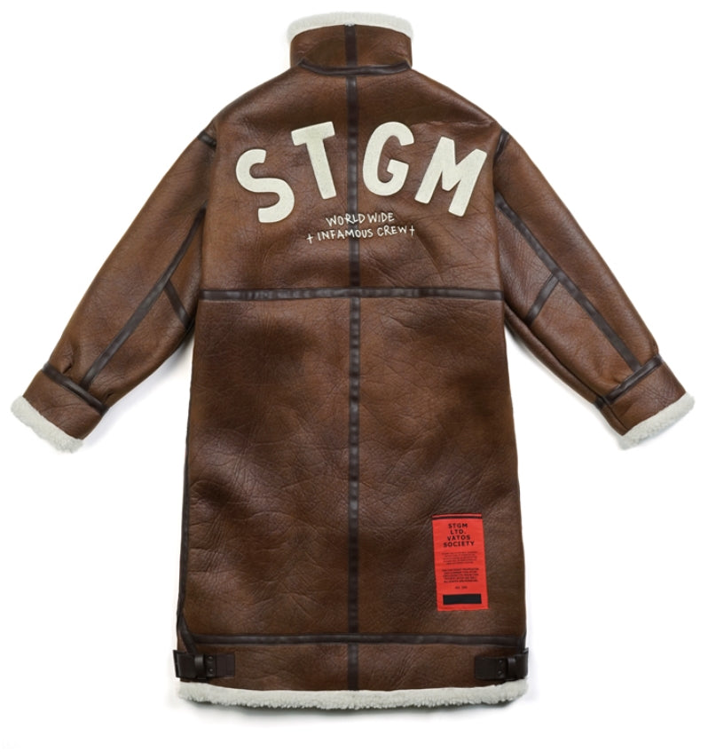 STIGMA(スティグマ)  STGM OVERSIZED MOUTON LONG JACKET BROWN