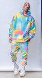 DOT TIE DYE OVERSIZED HEAVY SWEAT HOODIE MULTI