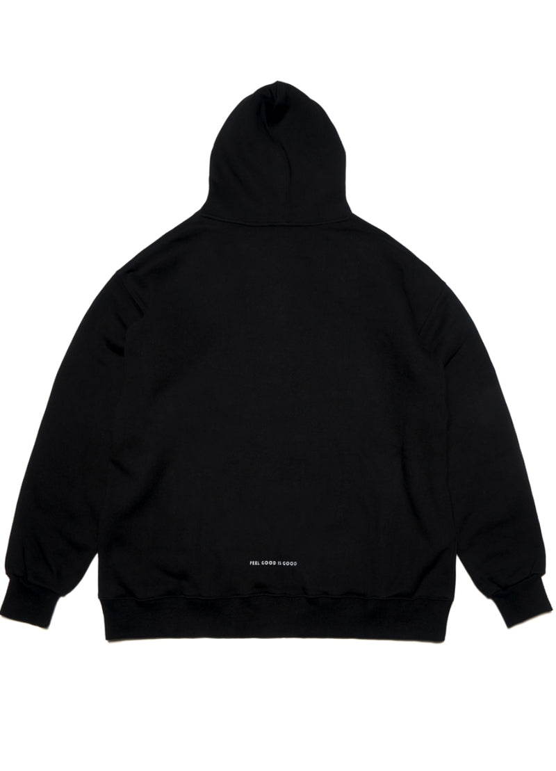 V BEAR OVERSIZED HEAVY SWEAT HOODIE BLACK