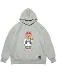 V BEAR OVERSIZED HEAVY SWEAT HOODIE GREY