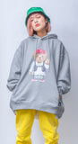 V BEAR OVERSIZED HEAVY SWEAT HOODIE GREY