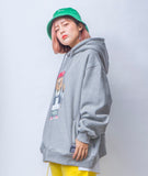 V BEAR OVERSIZED HEAVY SWEAT HOODIE GREY