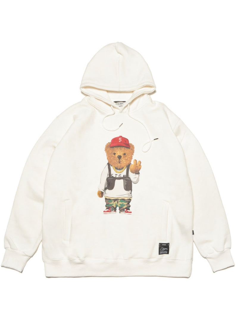 V BEAR OVERSIZED HEAVY SWEAT HOODIE WHITE