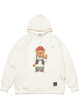 V BEAR OVERSIZED HEAVY SWEAT HOODIE WHITE