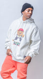 V BEAR OVERSIZED HEAVY SWEAT HOODIE WHITE