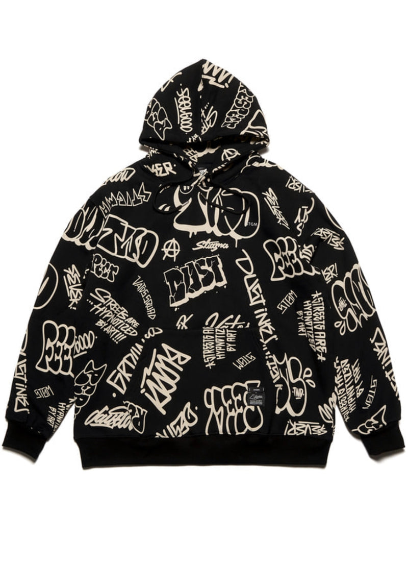 PAINTING OVERSIZED HEAVY SWEAT HOODIE BLACK