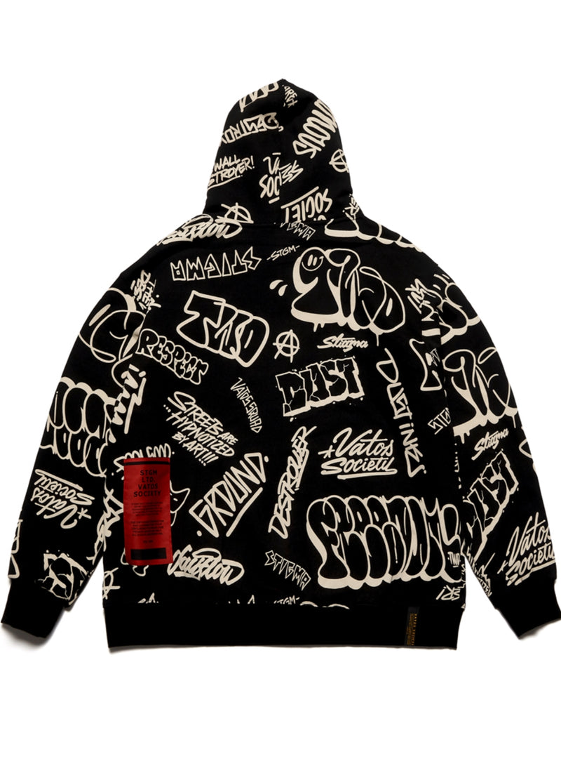PAINTING OVERSIZED HEAVY SWEAT HOODIE BLACK