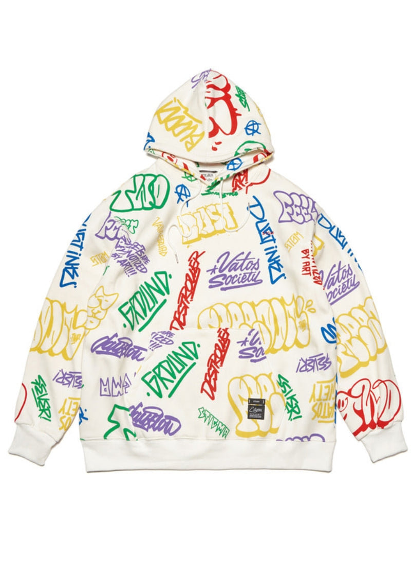 PAINTING OVERSIZED HEAVY SWEAT HOODIE WHITE MULTI