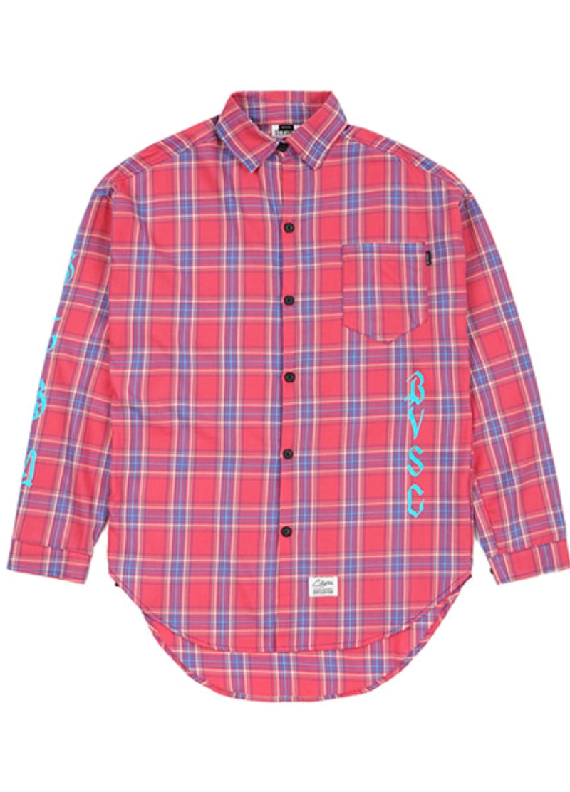 WAVE OVERSIZED CHECK SHIRTS PINK