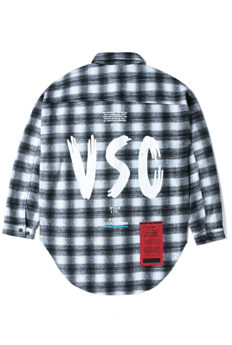 VSC OVERSIZED WOOL CHECK SHIRTS WHITE