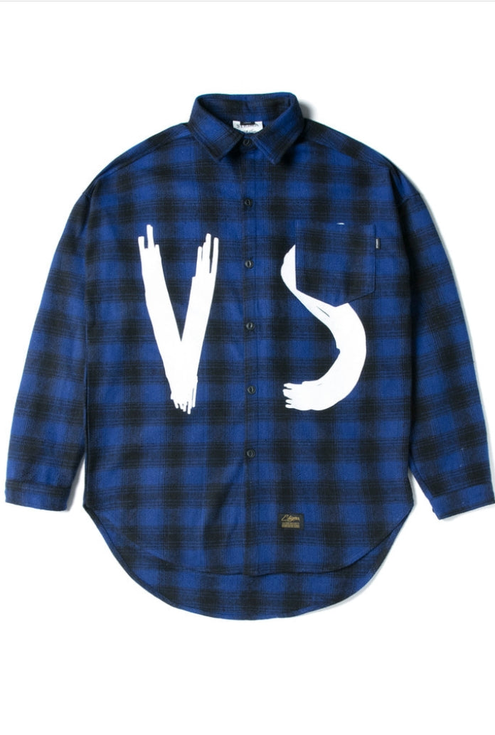 VSC OVERSIZED WOOL CHECK SHIRTS BLUE