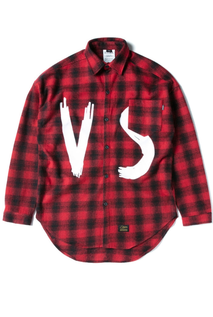 VSC OVERSIZED WOOL CHECK SHIRTS RED