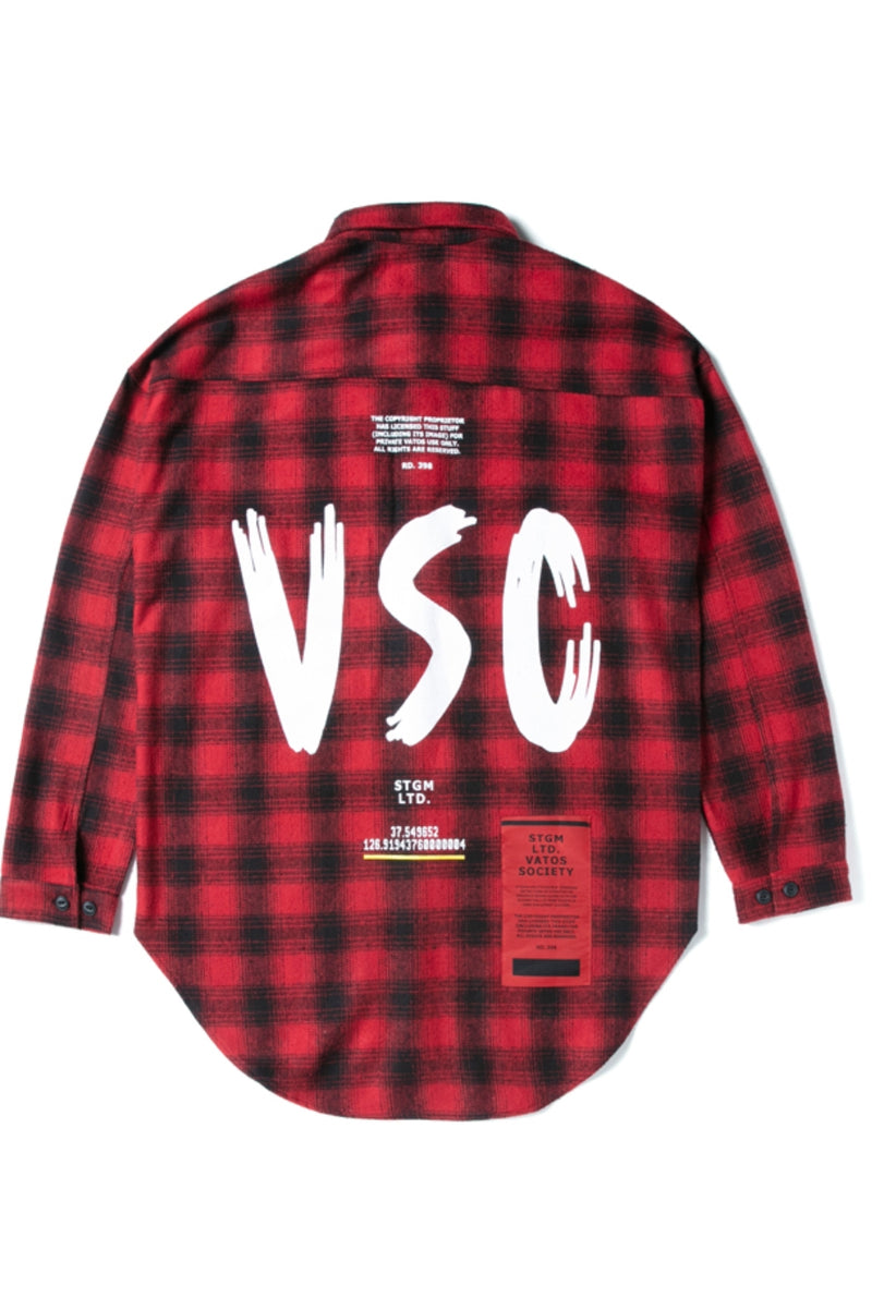 VSC OVERSIZED WOOL CHECK SHIRTS RED
