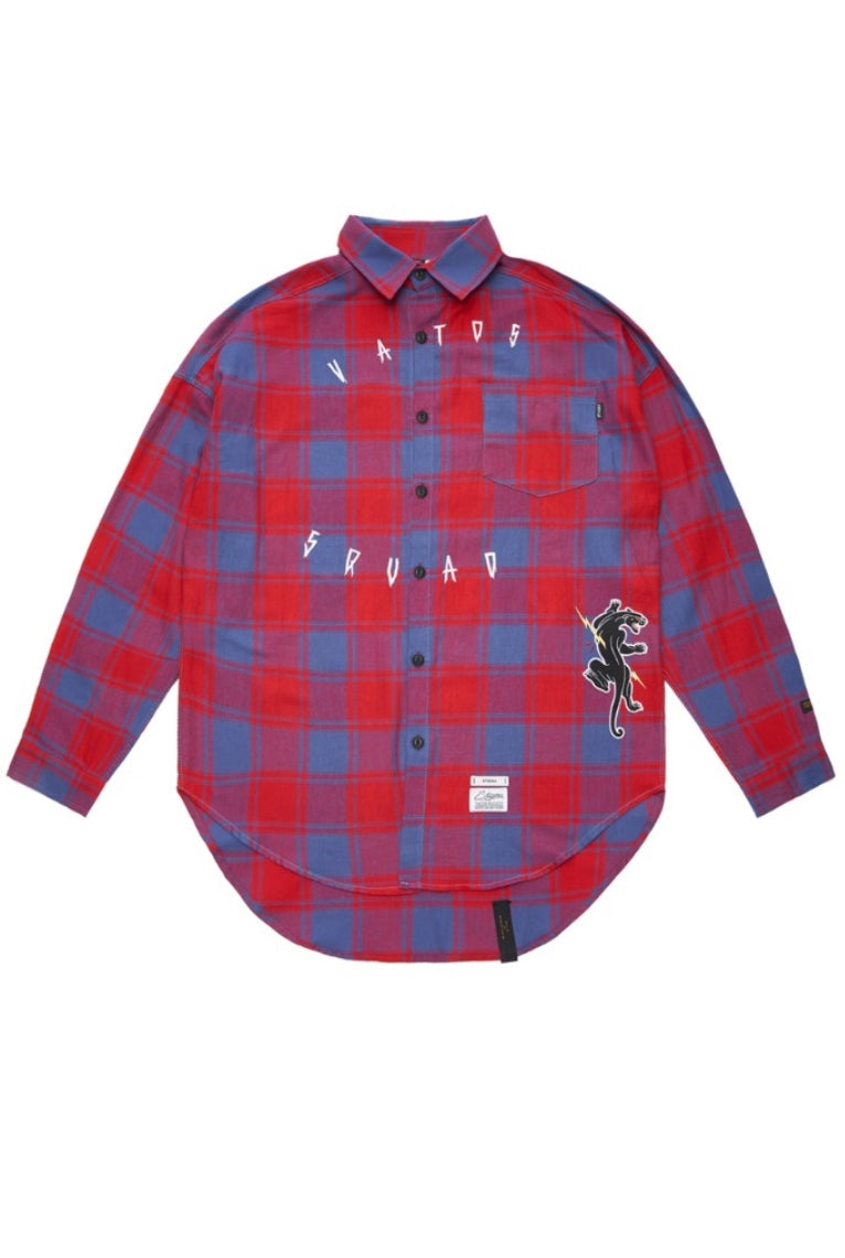 PANTHER OVERSIZED CHECK SHIRTS RED