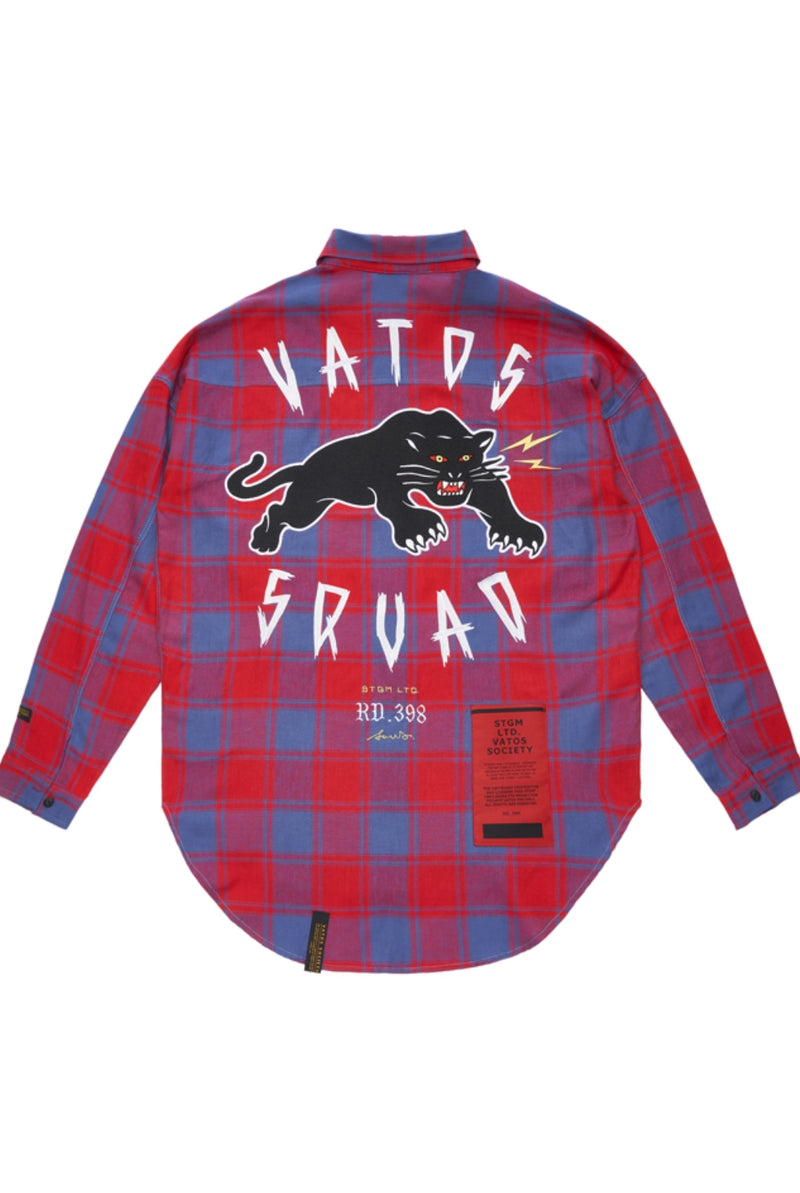 PANTHER OVERSIZED CHECK SHIRTS RED