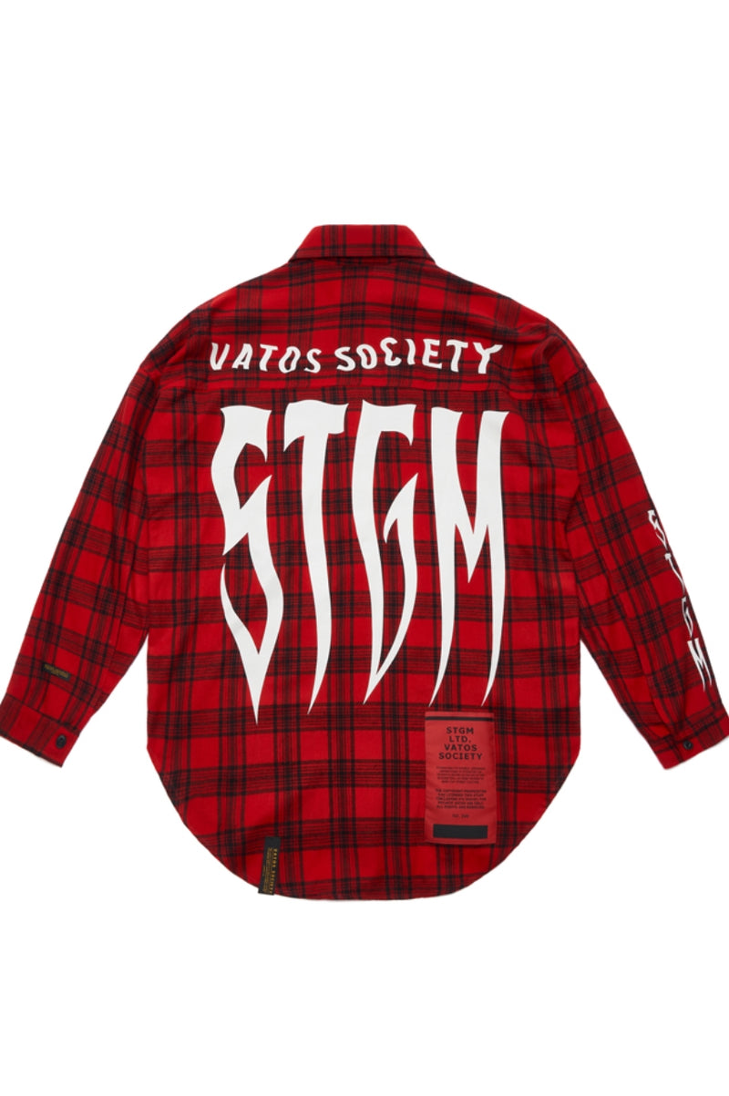 MUSK OVERSIZED CHECK SHIRTS RED