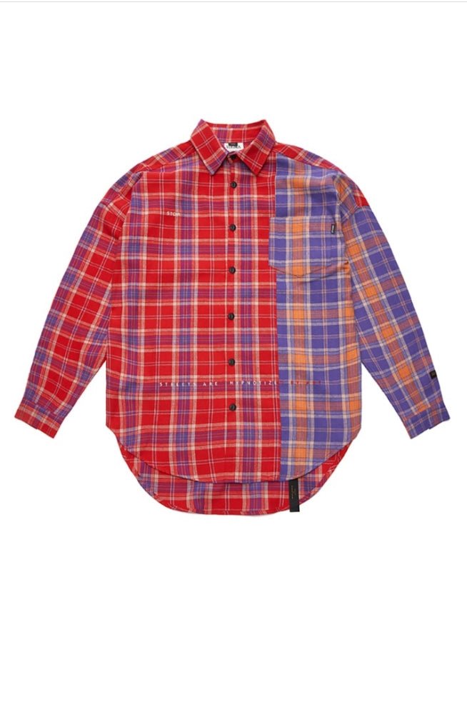 STREET HALF OVERSIZED CHECK SHIRTS RED