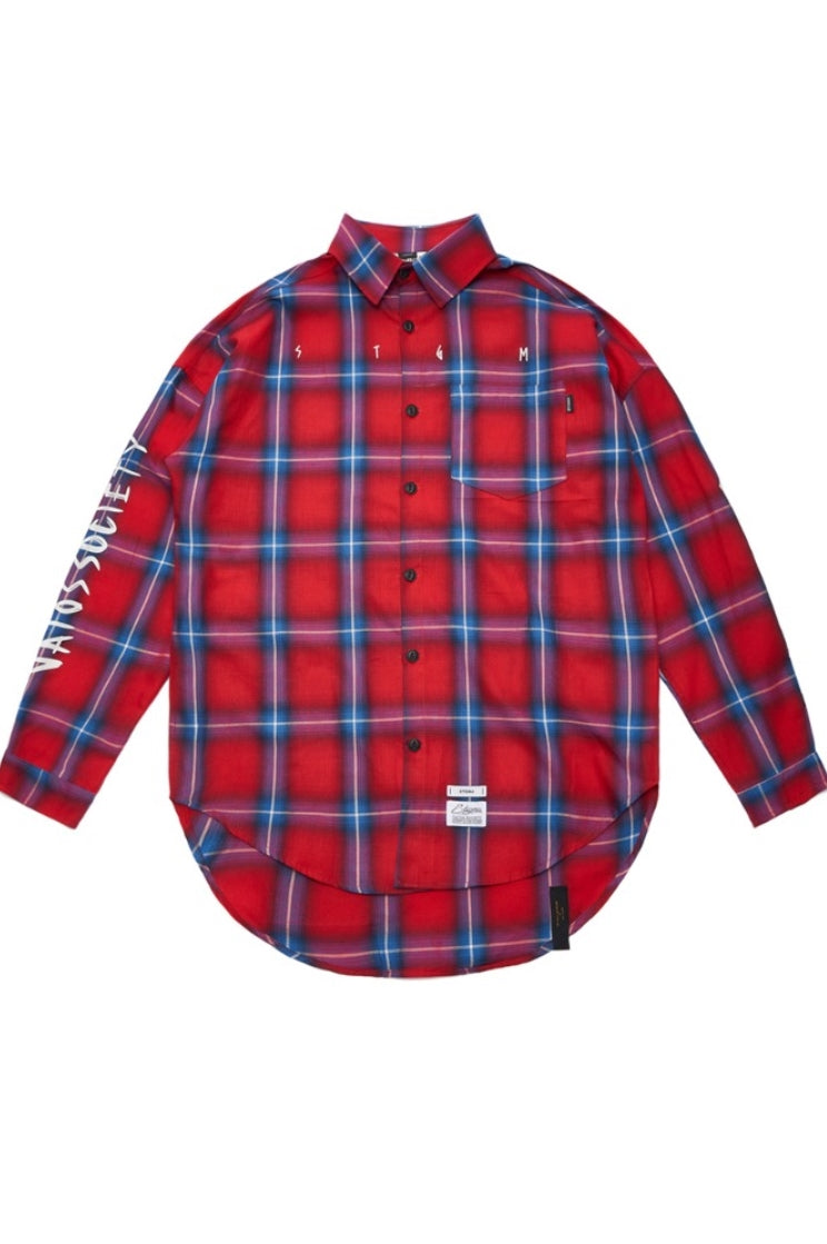 HALLUCINATION OVERSIZED CHECK SHIRTS RED