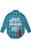 HALLUCINATION OVERSIZED CHECK SHIRTS BLUE