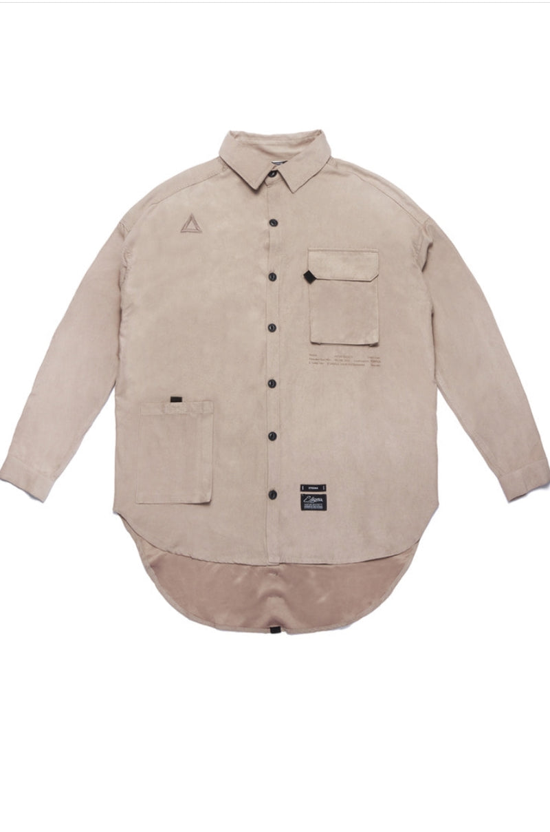 WASHED TECH OVERSIZED SHIRTS BEIGE