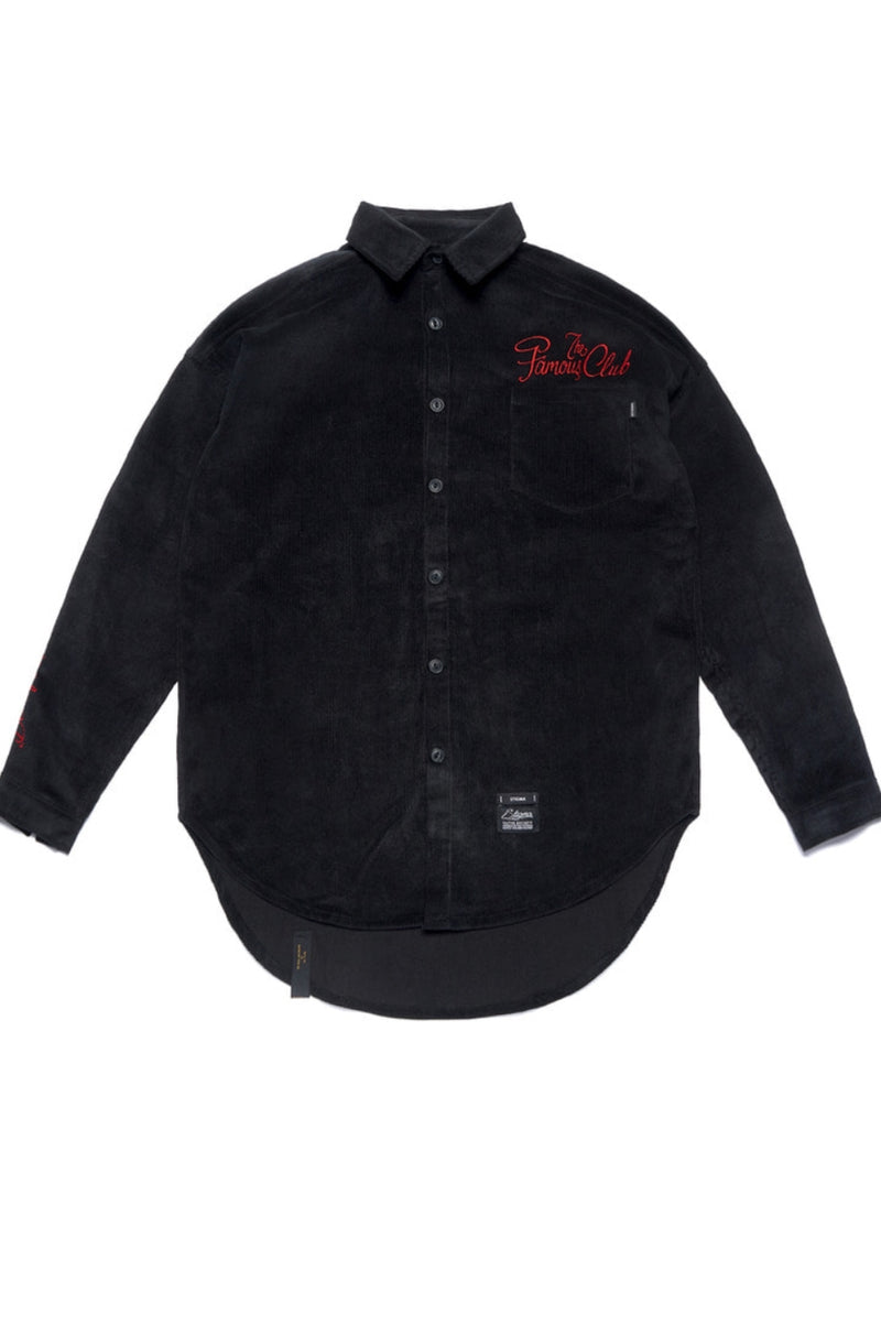 HANDWRITING OVERSIZED CORDUROY SHIRTS BLACK