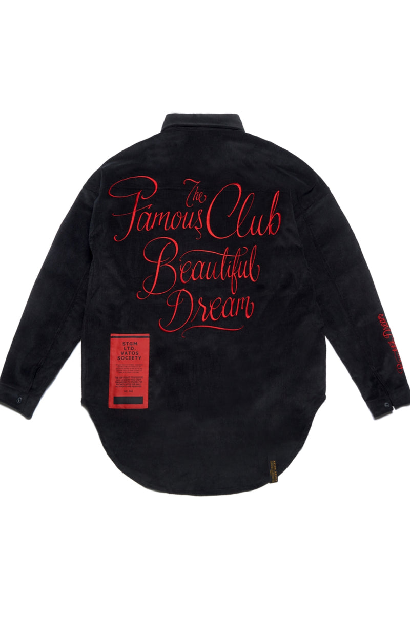 HANDWRITING OVERSIZED CORDUROY SHIRTS BLACK
