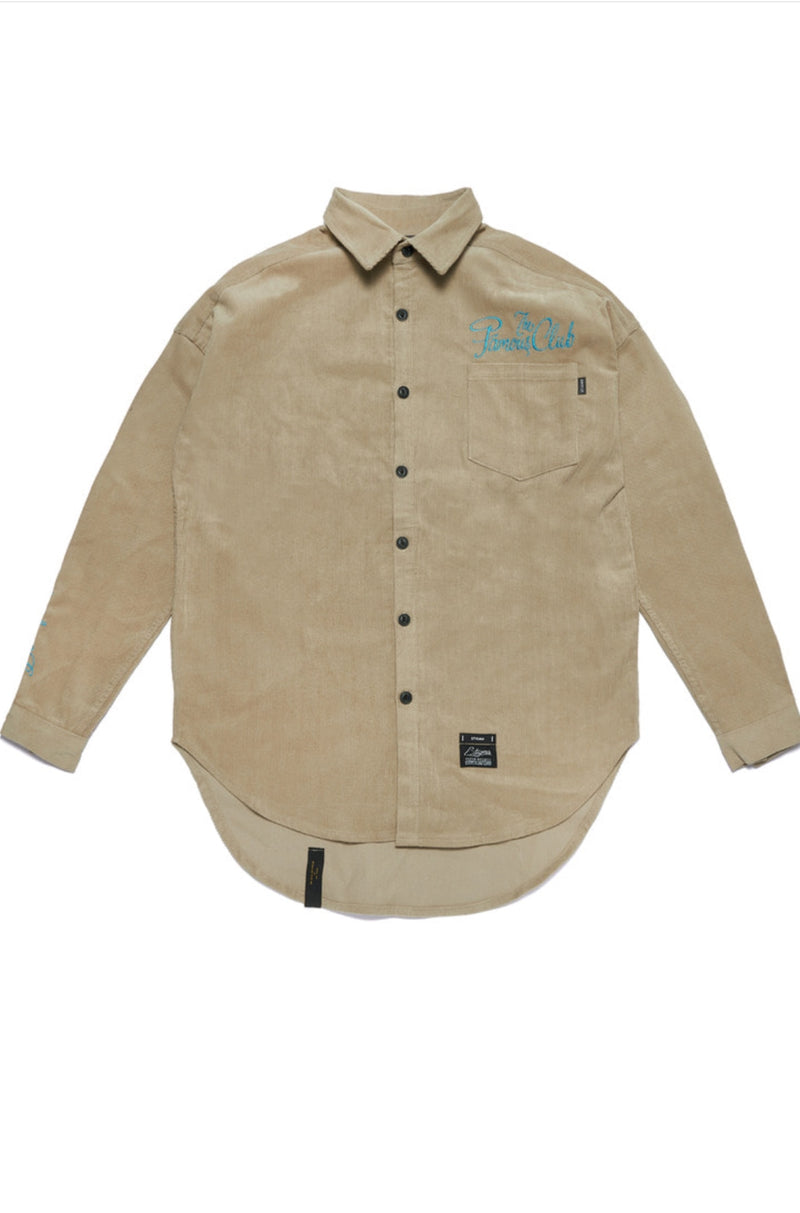 HANDWRITING OVERSIZED CORDUROY SHIRTS BEIGE