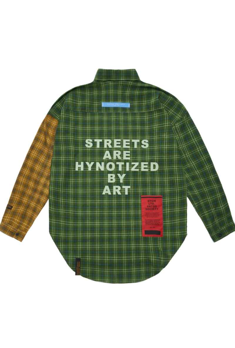 FEEL GOOD HALF OVERSIZED CHECK SHIRTS GREEN