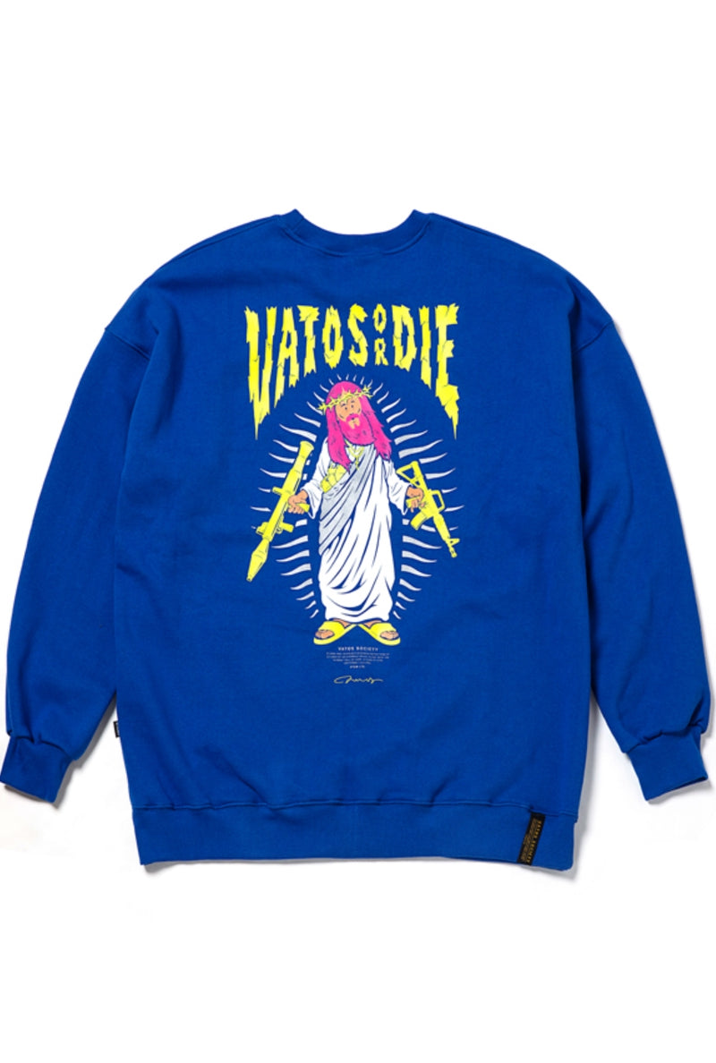 GOD OVERSIZED HEAVY SWEAT CREWNECK BLUE